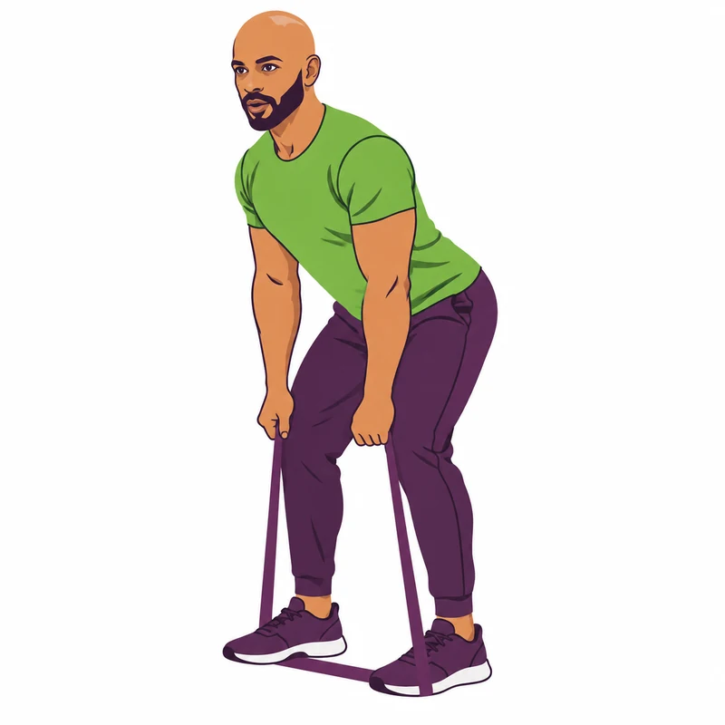 Illustration of a man hinging at the hips while holding a resistance band under his feet
