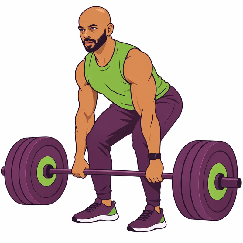 Illustration of a man lifting a loaded barbell from the floor